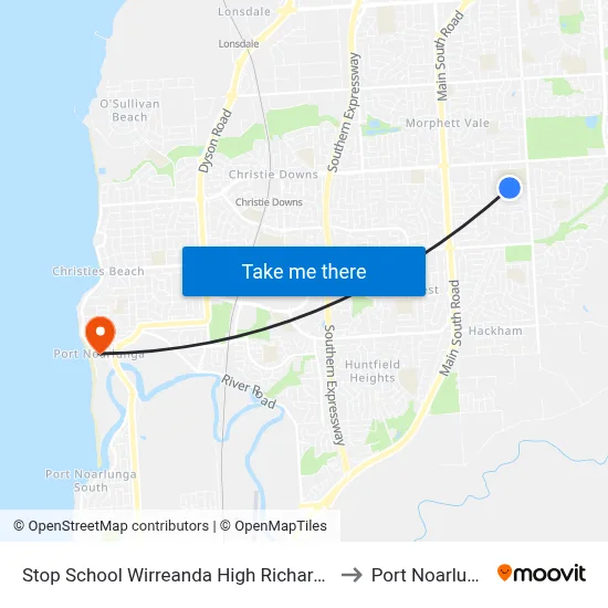 Stop School Wirreanda High Richards Dr to Port Noarlunga map