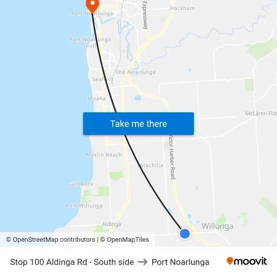 Stop 100 Aldinga Rd - South side to Port Noarlunga map