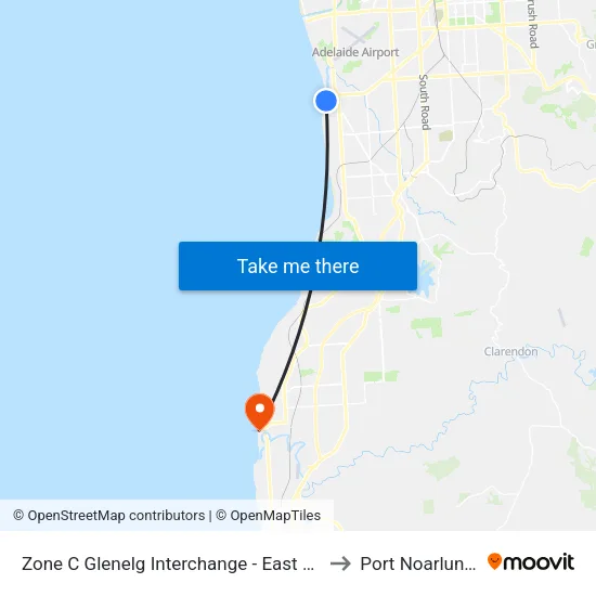 Zone C Glenelg Interchange - East side to Port Noarlunga map