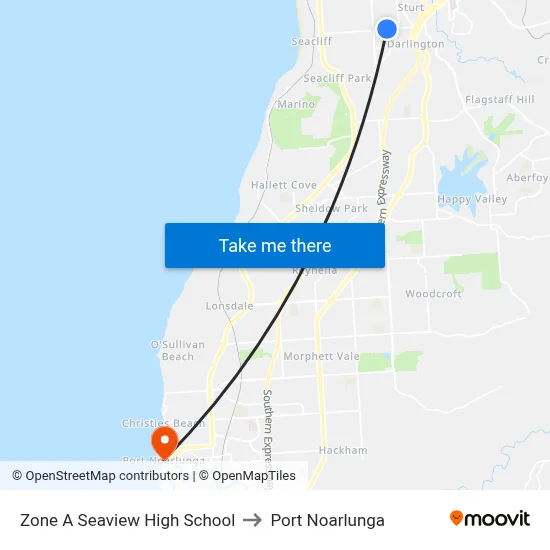 Zone A Seaview High School to Port Noarlunga map