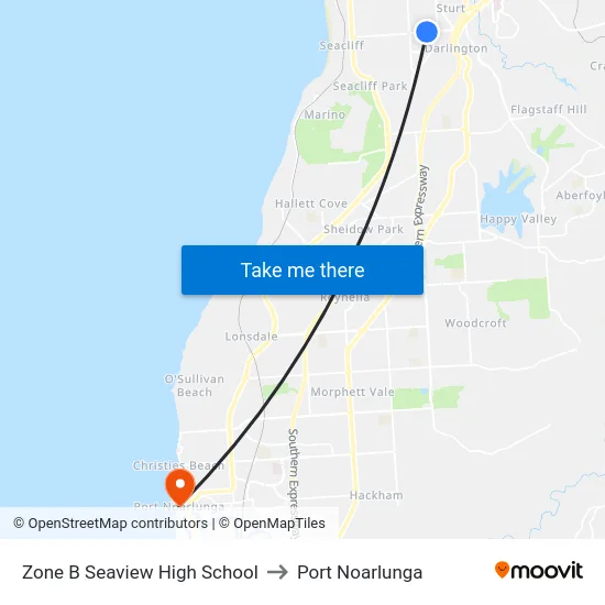 Zone B Seaview High School to Port Noarlunga map