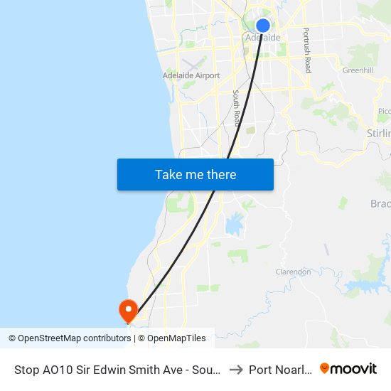 Stop AO10 Sir Edwin Smith Ave - South East side to Port Noarlunga map