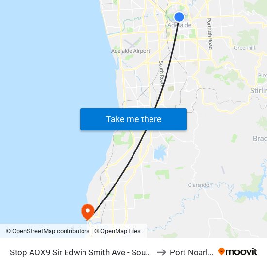 Stop AOX9 Sir Edwin Smith Ave - South East side to Port Noarlunga map