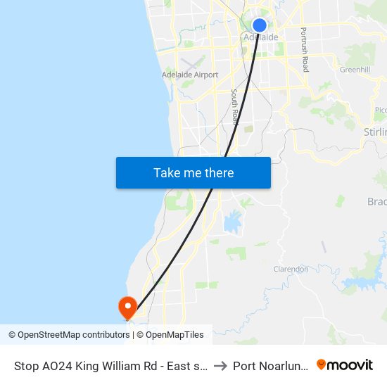 Stop AO24 King William Rd - East side to Port Noarlunga map