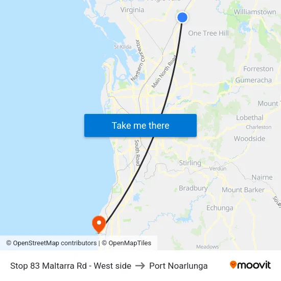 Stop 83 Maltarra Rd - West side to Port Noarlunga map