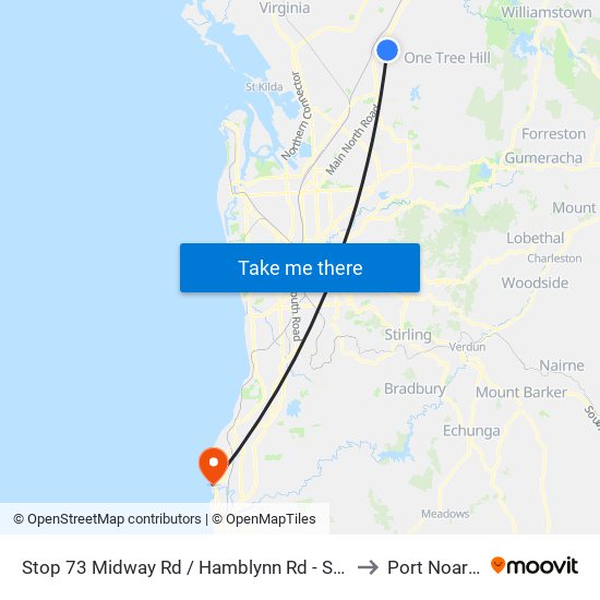 Stop 73 Midway Rd / Hamblynn Rd - South West side to Port Noarlunga map