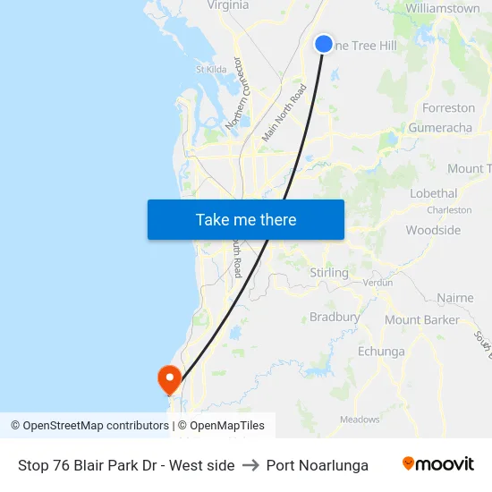 Stop 76 Blair Park Dr - West side to Port Noarlunga map