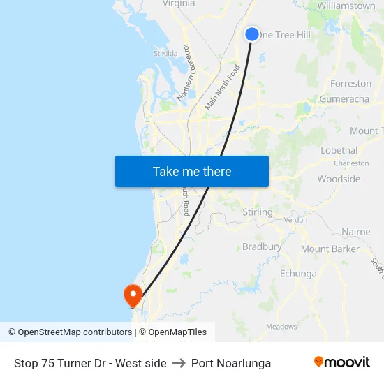 Stop 75 Turner Dr - West side to Port Noarlunga map