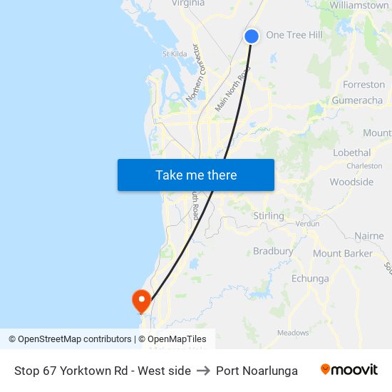 Stop 67 Yorktown Rd - West side to Port Noarlunga map