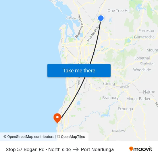 Stop 57 Bogan Rd - North side to Port Noarlunga map