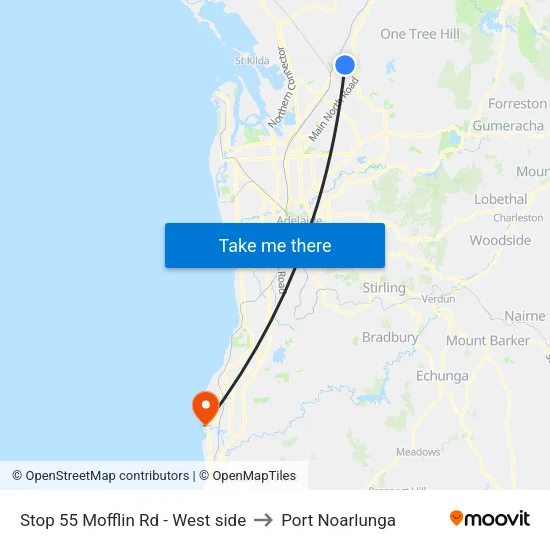 Stop 55 Mofflin Rd - West side to Port Noarlunga map