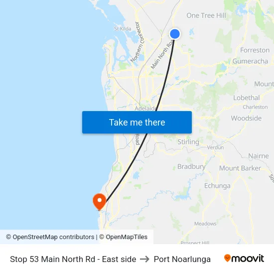 Stop 53 Main North Rd - East side to Port Noarlunga map