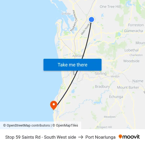 Stop 59 Saints Rd - South West side to Port Noarlunga map