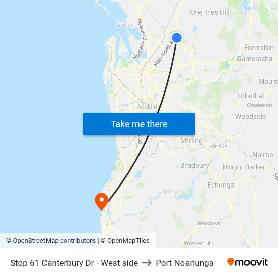 Stop 61 Canterbury Dr - West side to Port Noarlunga map