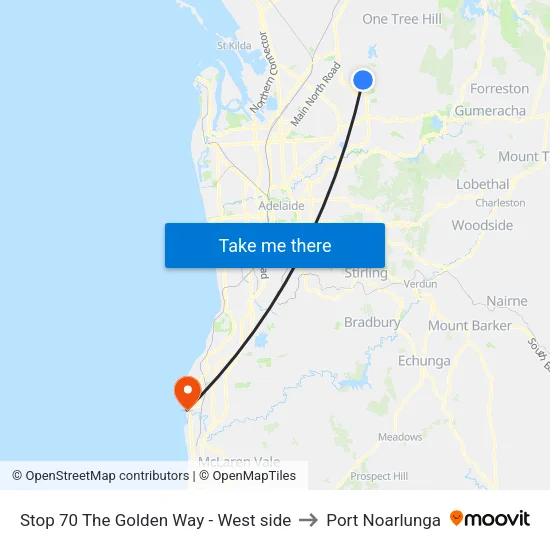 Stop 70 The Golden Way - West side to Port Noarlunga map