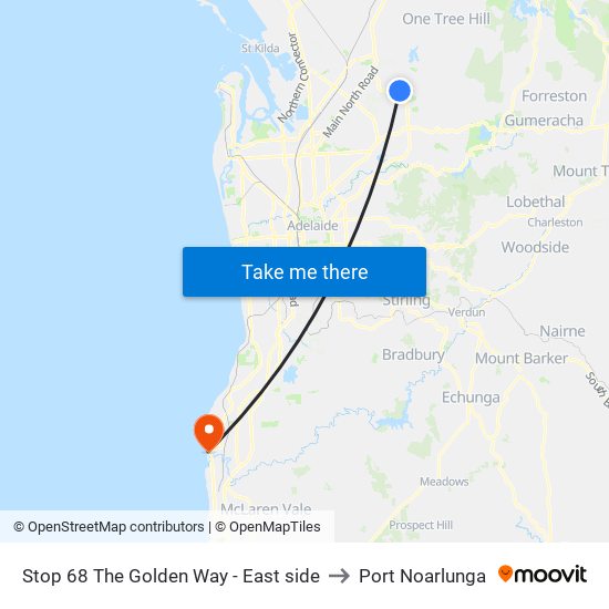 Stop 68 The Golden Way - East side to Port Noarlunga map