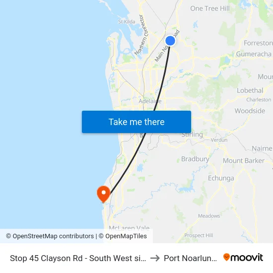Stop 45 Clayson Rd - South West side to Port Noarlunga map