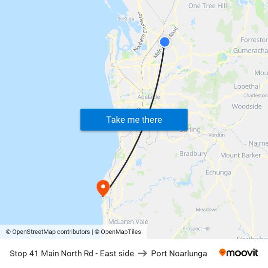 Stop 41 Main North Rd - East side to Port Noarlunga map