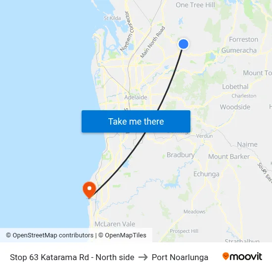 Stop 63 Katarama Rd - North side to Port Noarlunga map
