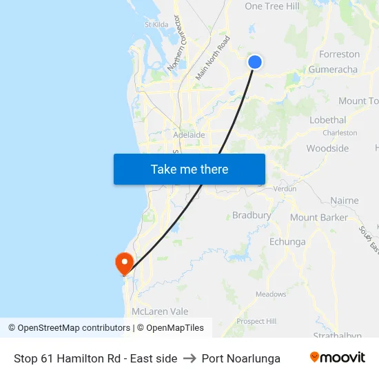 Stop 61 Hamilton Rd - East side to Port Noarlunga map
