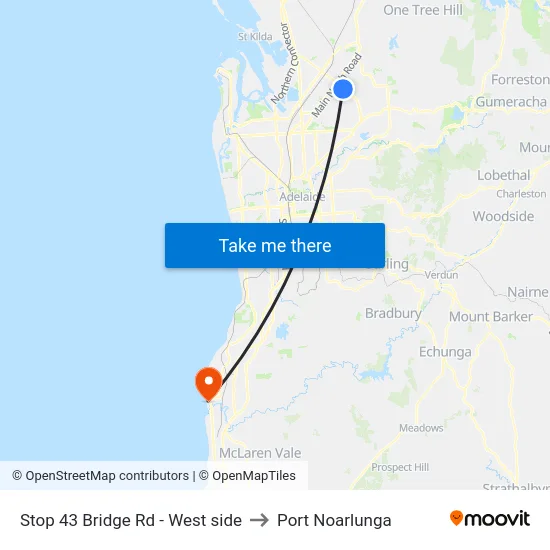 Stop 43 Bridge Rd - West side to Port Noarlunga map