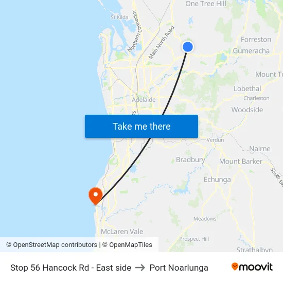 Stop 56 Hancock Rd - East side to Port Noarlunga map