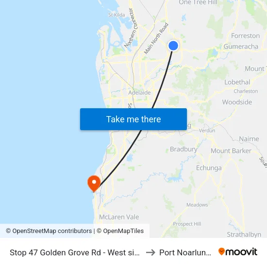Stop 47 Golden Grove Rd - West side to Port Noarlunga map