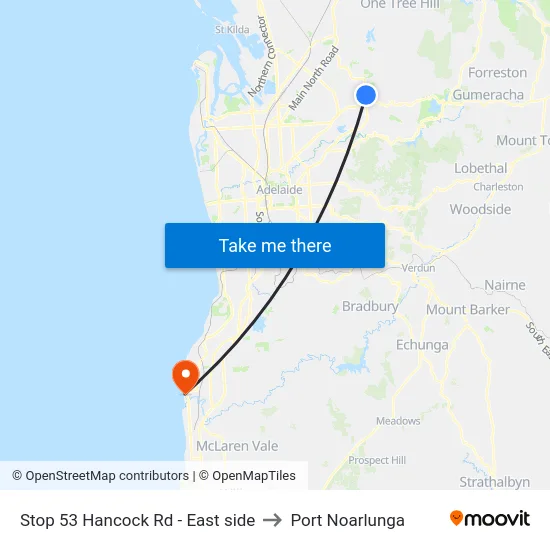 Stop 53 Hancock Rd - East side to Port Noarlunga map