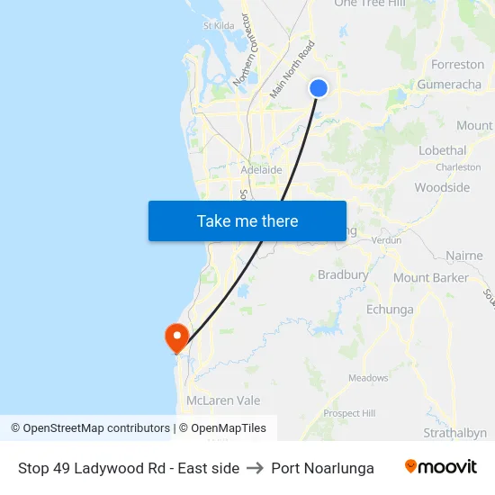 Stop 49 Ladywood Rd - East side to Port Noarlunga map