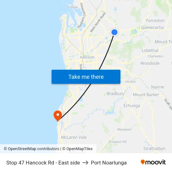 Stop 47 Hancock Rd - East side to Port Noarlunga map