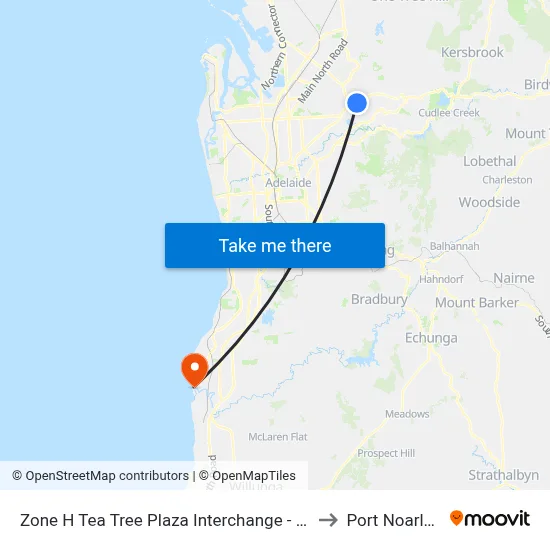 Zone H Tea Tree Plaza Interchange - West side to Port Noarlunga map