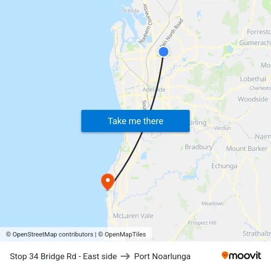 Stop 34 Bridge Rd - East side to Port Noarlunga map