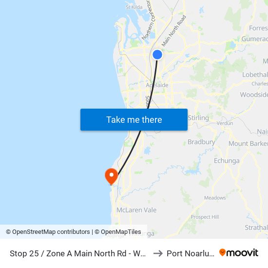 Stop 25 / Zone A Main North Rd - West side to Port Noarlunga map