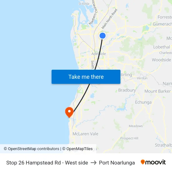 Stop 26 Hampstead Rd - West side to Port Noarlunga map