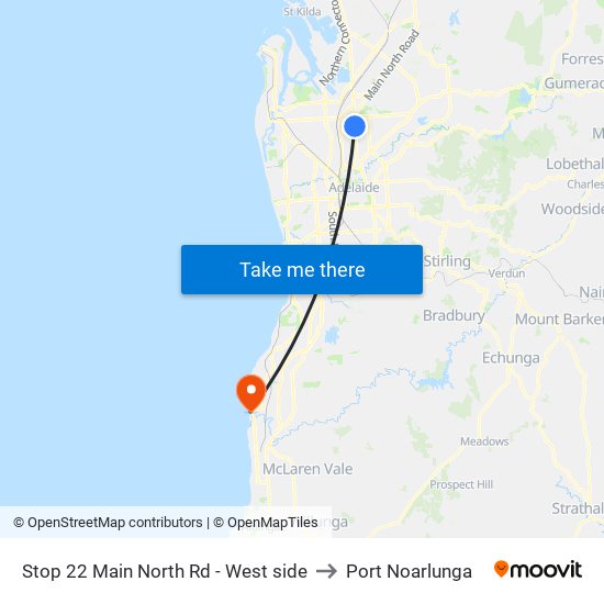 Stop 22 Main North Rd - West side to Port Noarlunga map