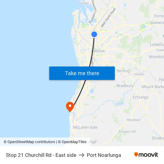 Stop 21 Churchill Rd - East side to Port Noarlunga map