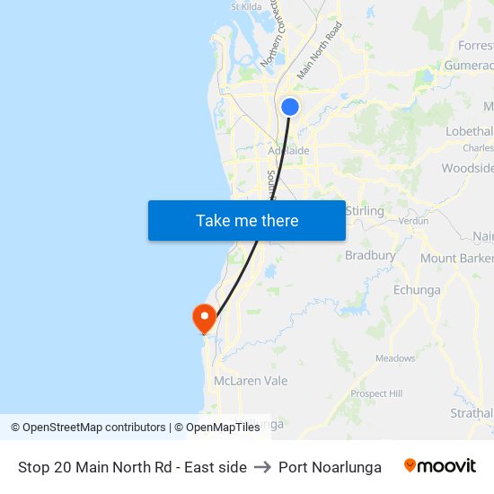 Stop 20 Main North Rd - East side to Port Noarlunga map