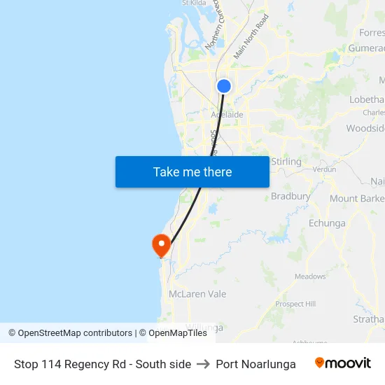 Stop 114 Regency Rd - South side to Port Noarlunga map