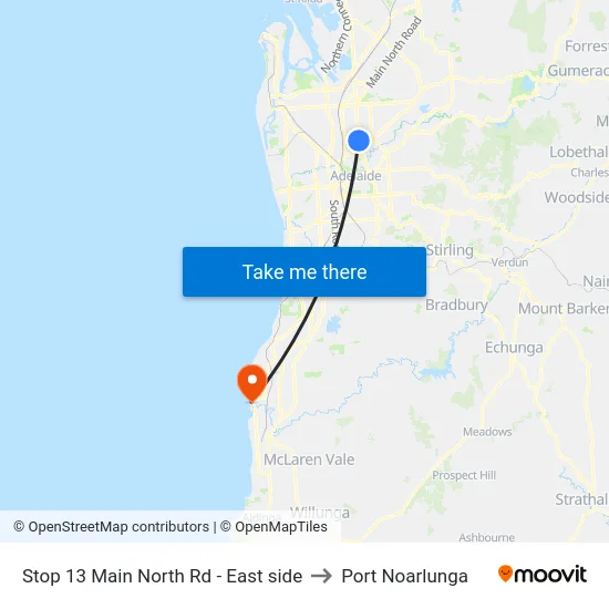 Stop 13 Main North Rd - East side to Port Noarlunga map