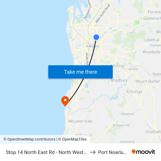 Stop 14 North East Rd - North West side to Port Noarlunga map