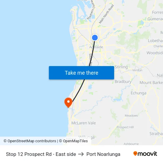 Stop 12 Prospect Rd - East side to Port Noarlunga map