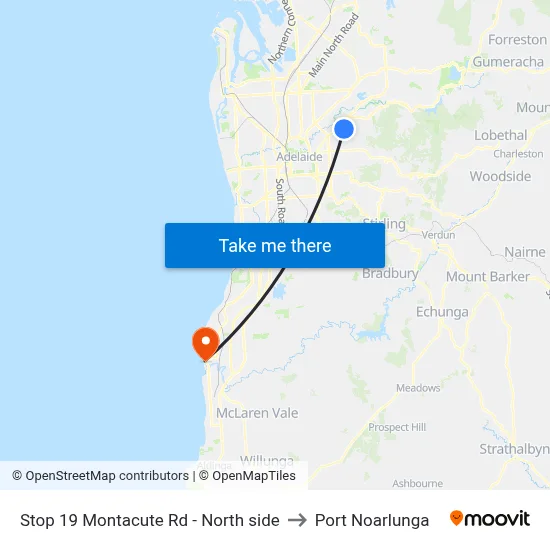 Stop 19 Montacute Rd - North side to Port Noarlunga map