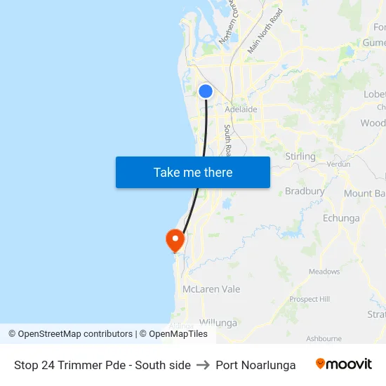 Stop 24 Trimmer Pde - South side to Port Noarlunga map