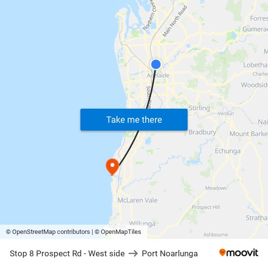 Stop 8 Prospect Rd - West side to Port Noarlunga map