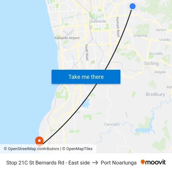Stop 21C St Bernards Rd - East side to Port Noarlunga map