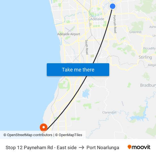 Stop 12 Payneham Rd - East side to Port Noarlunga map