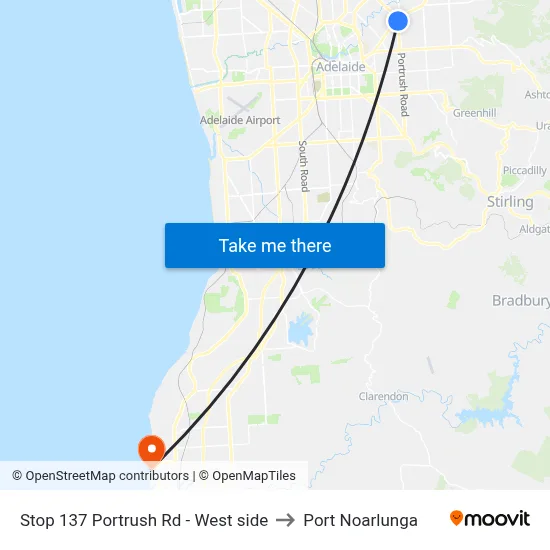 Stop 137 Portrush Rd - West side to Port Noarlunga map