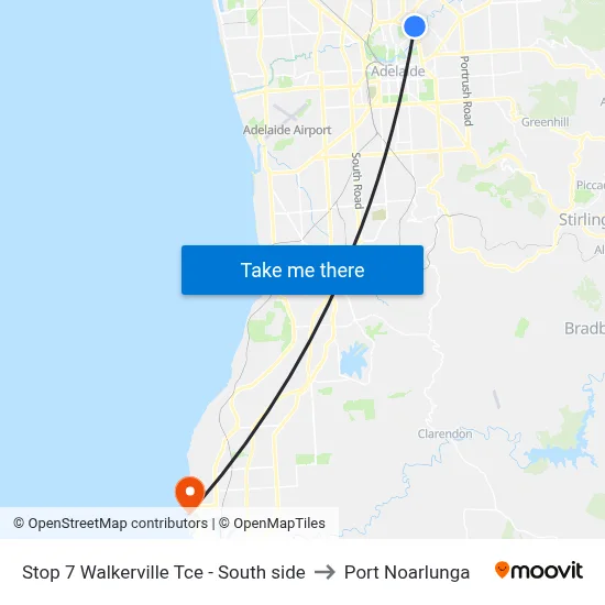 Stop 7 Walkerville Tce - South side to Port Noarlunga map