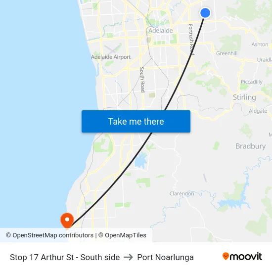 Stop 17 Arthur St - South side to Port Noarlunga map