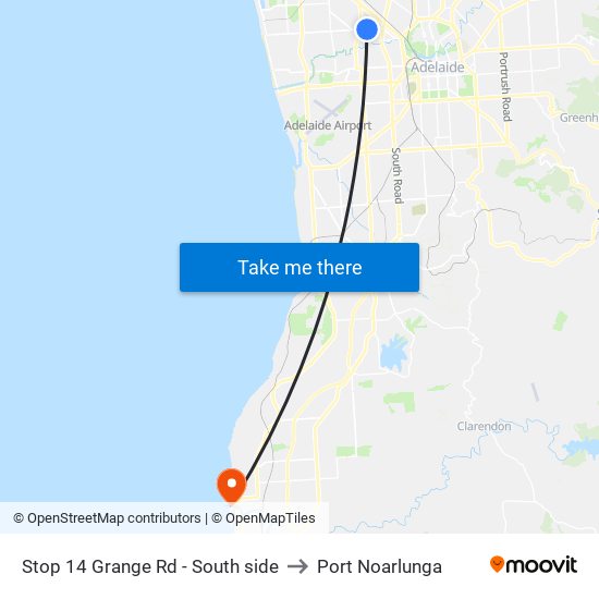 Stop 14 Grange Rd - South side to Port Noarlunga map